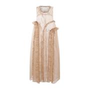 Zijden Organza Ruche Flare Jurk Cecilie Bahnsen , Beige , Dames