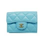 Pre-owned Leather wallets Chanel Vintage , Blue , Dames