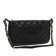 Pre-owned Leather shoulder-bags Chanel Vintage , Black , Dames