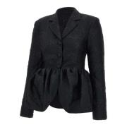 Zwarte Jacquard Gedrapeerde Blazer Rotate Birger Christensen , Black ,...