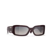 Gradient Grey Polarized Zonnebril Chanel , Red , Unisex