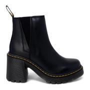 Zwarte Chelsea Laarzen Blokhak Ronde Neus Dr. Martens , Black , Dames