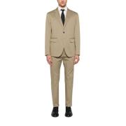 Beige Front Button Suit met Achtersplitten Dsquared2 , Beige , Heren