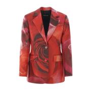 Rode zijden jas Garden Rose Print Roberto Cavalli , Red , Dames