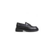 Zwarte leren mocassin met rubberen zool Tommy Hilfiger , Black , Dames