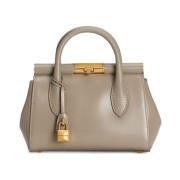 Taupe Grijs Leren Schoudertas Dolce & Gabbana , Gray , Dames