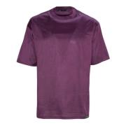 Bordeaux Katoenen T-shirt met Geribbelde Halfnek Low Brand , Purple , ...