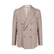 Gestructureerde dubbelrij blazer Tagliatore , Brown , Heren