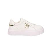 Sneakers met spiegelende detail in leer Pinko , White , Dames