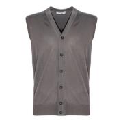 Bruine Wollen V-Hals Vest Kangra , Brown , Heren