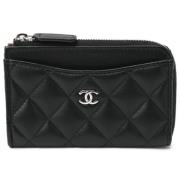 Pre-owned Leather wallets Chanel Vintage , Black , Dames