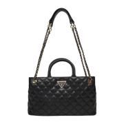 Schouder Satchel Zwarte Tas Guess , Black , Dames