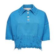 Polo Shirt met Symbolenborduursel in Lichtblauw Marni , Blue , Dames