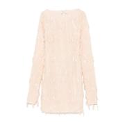 Paillet Boothals Mini Jurk Rotate Birger Christensen , Beige , Dames