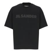 Zwart Katoenen Crew Neck T-shirt Jil Sander , Black , Heren