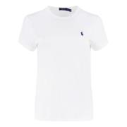 Katoenen Logo T-Shirt Geribbelde Halslijn Polo Ralph Lauren , White , ...