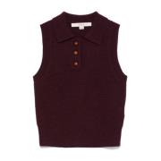 Mouwloos Poloknit Vest Remain Birger Christensen , Red , Dames