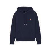 Katoenen Hoodie met Klein Contrastlogo Maison Kitsuné , Blue , Heren