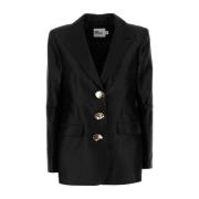 Elegante Zwarte Taffeta Blazer Self Portrait , Black , Dames