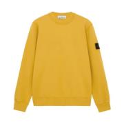 Katoen Fleece Crewneck Sweater Stone Island , Yellow , Heren