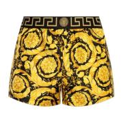 Zijden lingerie shorts met Barocco-print Versace , Yellow , Heren