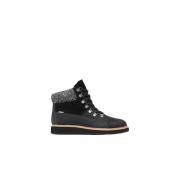 Zwarte Leren Mid-High Veterschoenen Toms , Black , Heren