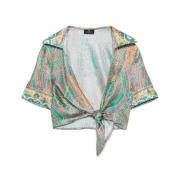 Teal Green Beachwear met Front Tie Etro , Green , Dames