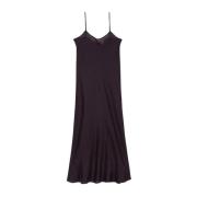 Minimalistische Maxi Jurk Zwart Linnen Baserange , Black , Dames