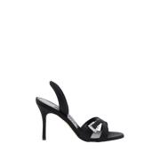 Zijden Satijn Kruisband Sandalen Manolo Blahnik , Black , Dames