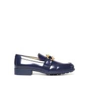 Klassieke Leren Loafer Schoen Bottega Veneta , Blue , Dames