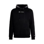 Zwarte Jacquard Tape Fleece Hoodie Champion , Black , Heren