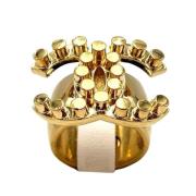 Pre-owned Metal rings Chanel Vintage , Yellow , Dames