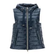 Donkerblauwe Polyamide Gilet met Capuchon Herno , Blue , Dames