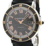 Pre-owned Leather watches Cartier Vintage , Gray , Heren