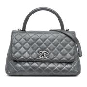 Pre-owned Leather handbags Chanel Vintage , Gray , Dames