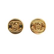 Pre-owned Metal earrings Chanel Vintage , Yellow , Dames