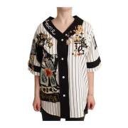 Elegante Gestreepte Blouse met V-Hals en Hangers Dolce & Gabbana , Mul...