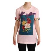 Elegant Bloemen T-shirt Dolce & Gabbana , Pink , Dames