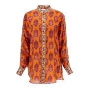 Oranje Zijden Ikat Dolman Shirt Zimmermann , Orange , Dames