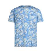 Blauw Crew Neck Korte Mouw Shirt Etro , Blue , Heren