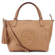 Pre-owned Leather shoulder-bags Gucci Vintage , Beige , Dames