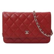 Pre-owned Leather wallets Chanel Vintage , Red , Dames