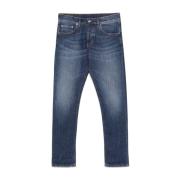 Indigo Blauwe Jeans Knoopsluiting Klassiek Dondup , Blue , Heren