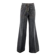 Flare-fit Gebruikt-effect Denim Jeans Etro , Blue , Dames