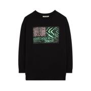 Patchwork Animalier Sweatshirt Roberto Cavalli , Black , Dames