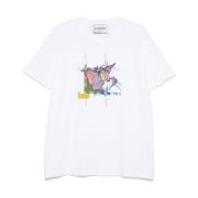 Wit Logo Print Crew Neck T-shirt Iceberg , White , Heren