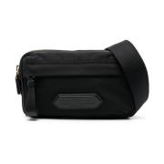 Zwarte Logo Pouch Tas Tom Ford , Black , Heren