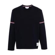 Blauw Gestreepte Crew Neck Sweater Thom Browne , Blue , Heren