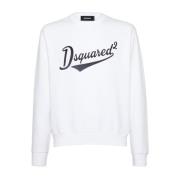 Witte Logo Print Crew Neck Sweater Dsquared2 , White , Heren