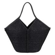 Raffia Stijl Handtas Hereu , Black , Dames